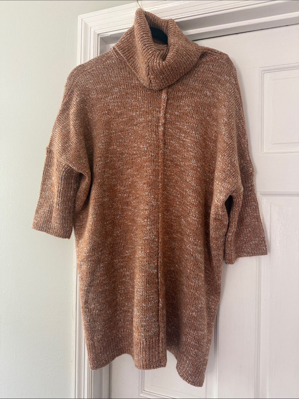 Cozy Turtleneck Tunic Sweater in Rust